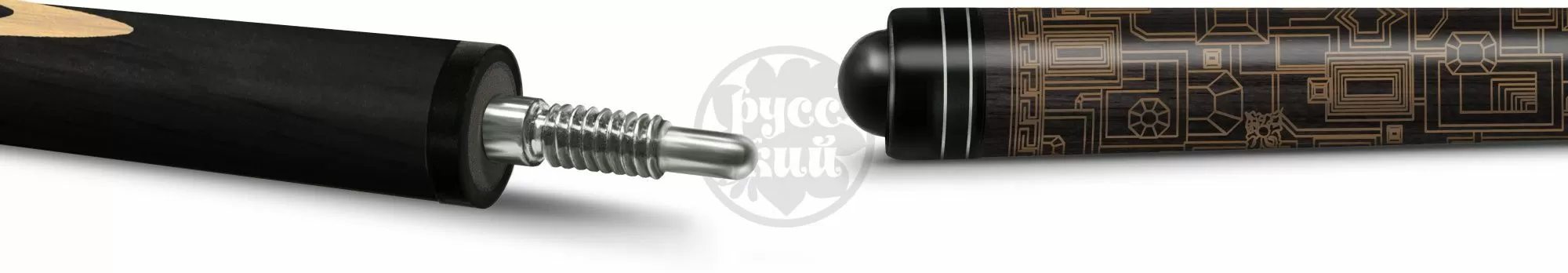 10-1-Р-Л-О-В Кий "Классик 13 запильный" 2 РС, черный граб/граб (Версаче)(РК)